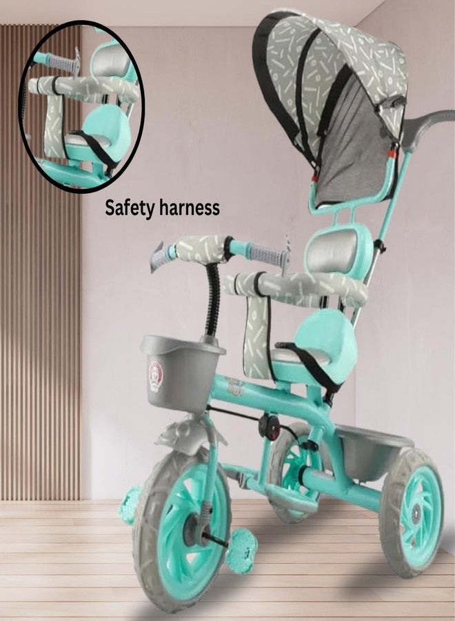 Maanit Kids Tricycle with Canopy, Dual Storage Basket & Parental Handle Control - Toddler Tricycle with Comfort Seat, Ages 1.5-5 Years - Baby Cycle with Easy Steering (Green) - Image 2